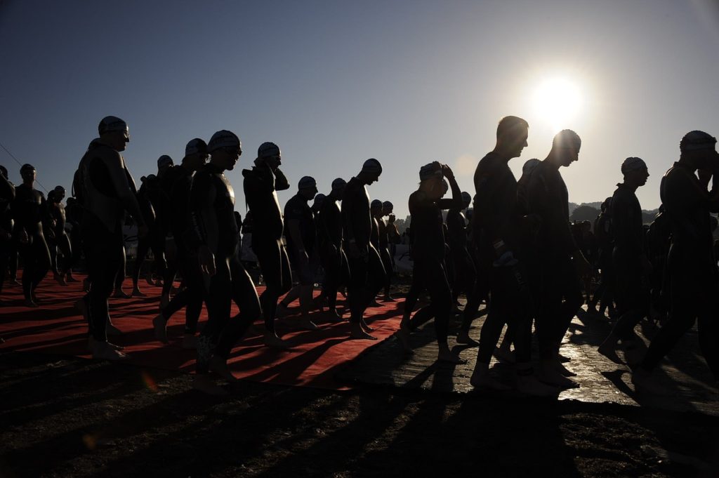 Members of the Senegalese triathlon team at the Ironman Nice 2021